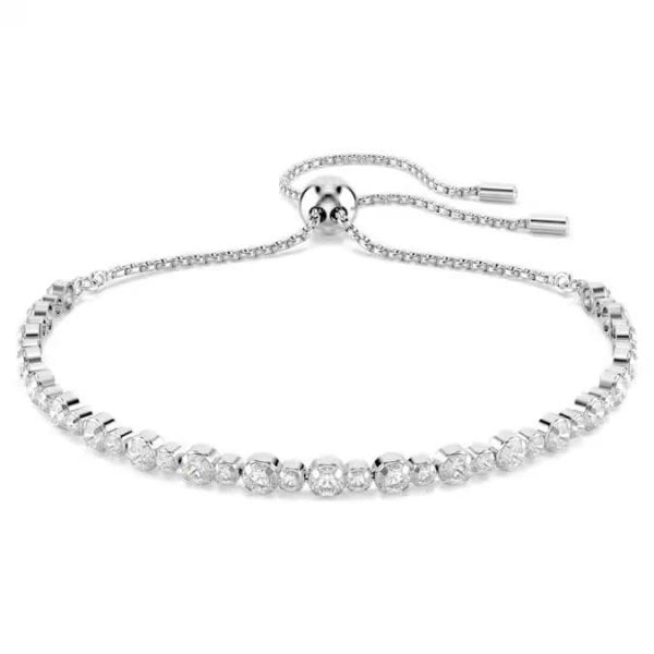 Matrix Tennis bracelet, Mixed round cuts, Rhodium