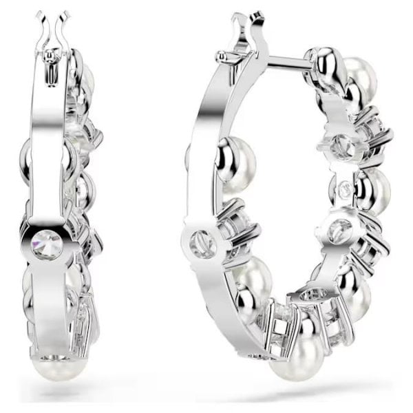 Matrix drop earrings, Crystal pearl, Rhodium