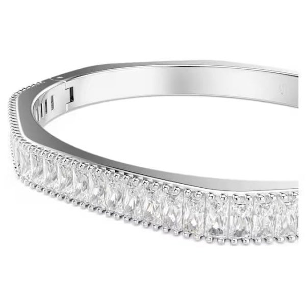 Matrix bangle, Baguette cut, White, Rhodium, M