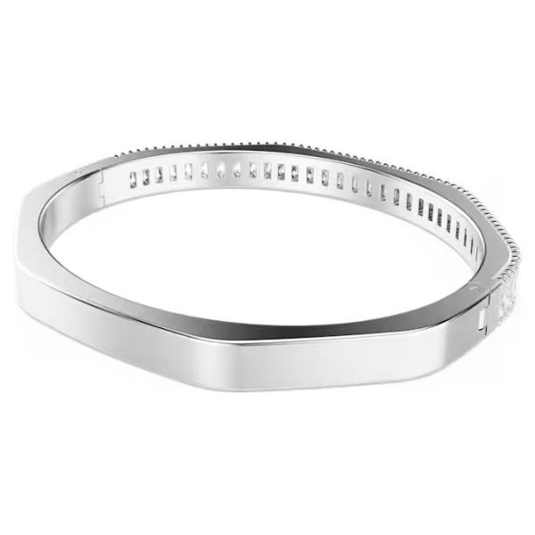 Matrix bangle, Baguette cut, White, Rhodium, M