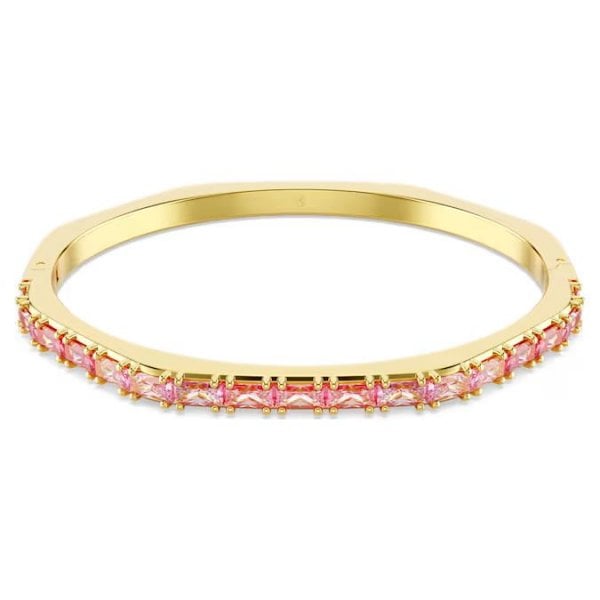 Matrix bangle, Baguette cut, Pink, Gold-tone, M