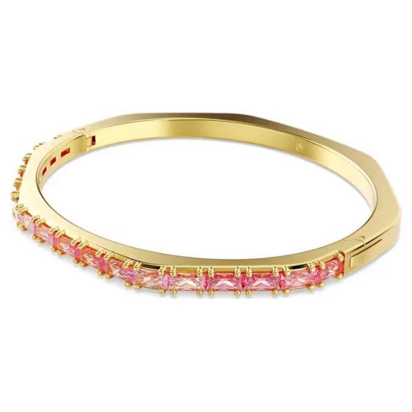 Matrix bangle, Baguette cut, Pink, Gold-tone, M