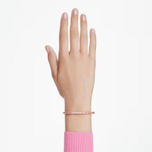Matrix bangle, Baguette cut, Pink, Gold-tone, M