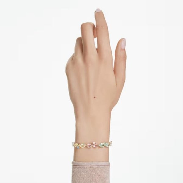 Gema Tennis bracelet, Mixed cuts, Multi, Gold