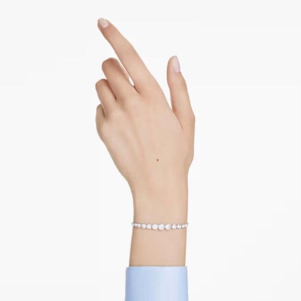 Imber Tennis bracelet, Mixed round, White, Rhodium
