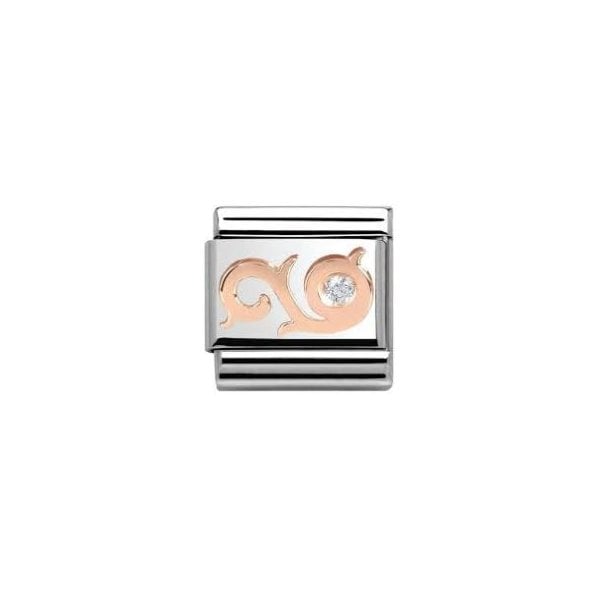 Classic Rose Gold CZ Tribal Swirl Charm
