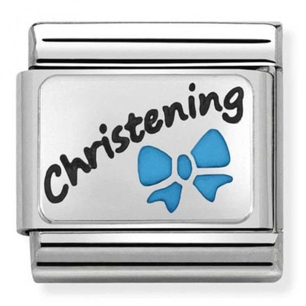 Silver Light Blue Christening Charm