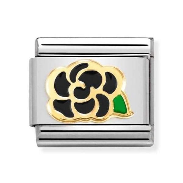 Gold and Black Camellia Charm