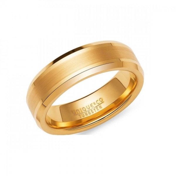 Gents Tungsten Ring with Gold Plating - Size 66