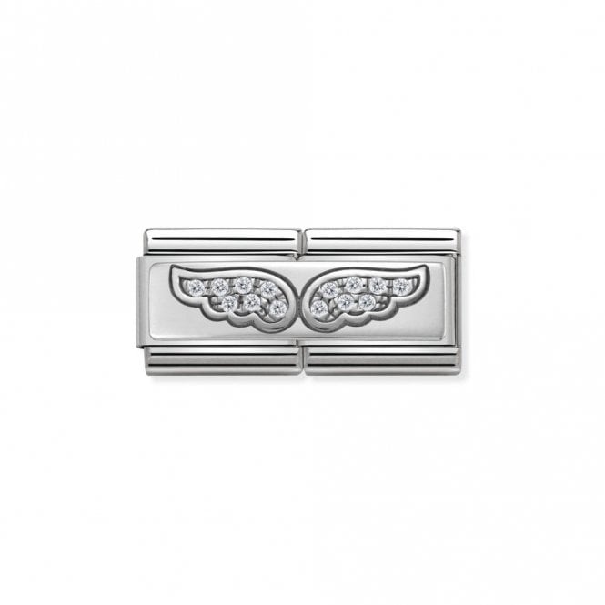 Silver Double Angel Wings Charm