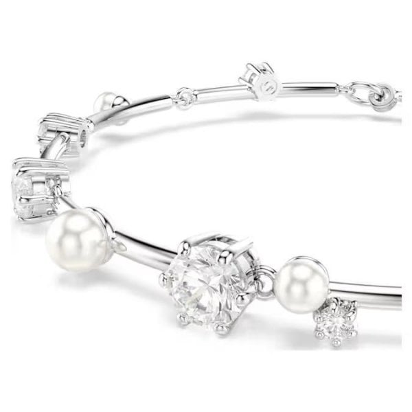 Constella Tennis bracelet, Crystal pearl, Rhodium