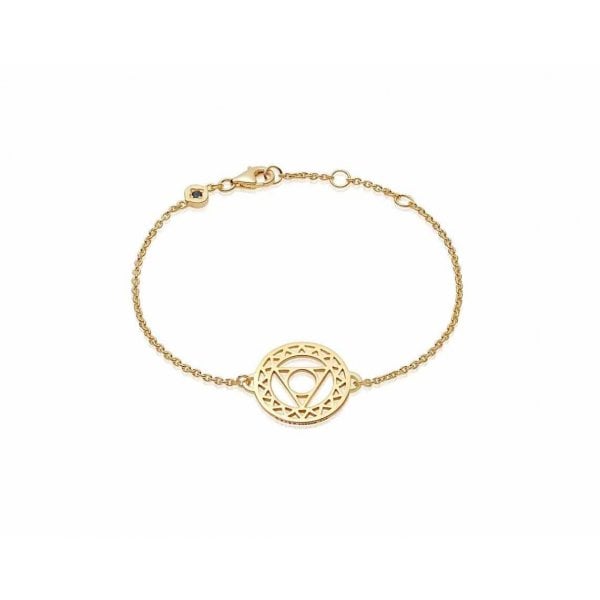 Yellow Gold Plated Throat Chakra Chain Bracelet