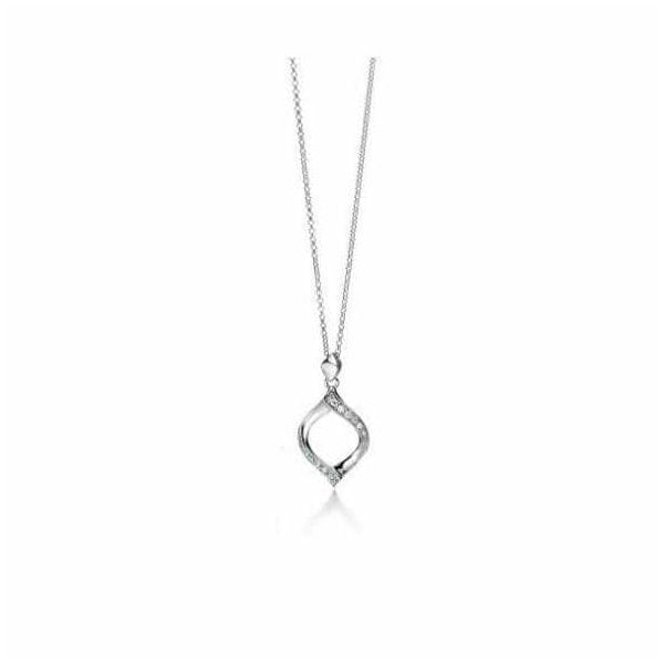 Silver CZ Ribbon Pendant