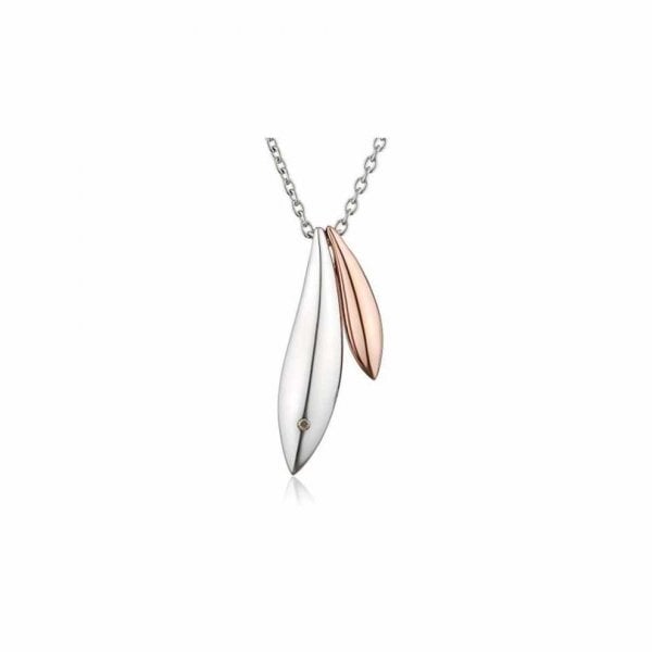 Leaf Pendant - Rose Gold Plated & Silver