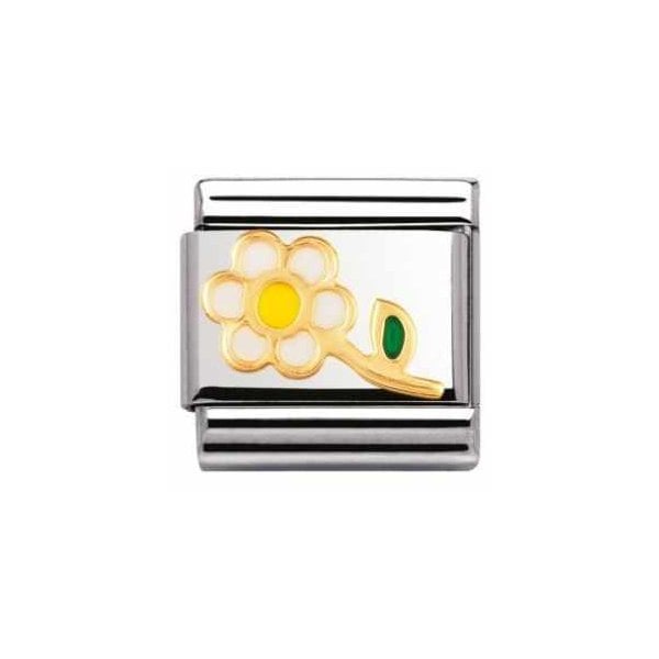CLASSIC Gold White Daisy Charm