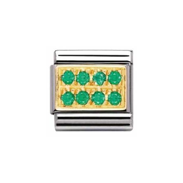 Green CZ Gold Charm