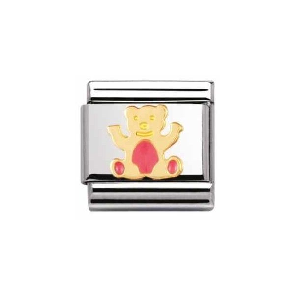 Gold and Light Pink Bear Charm