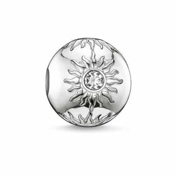 Silver White CZ Sun Bead