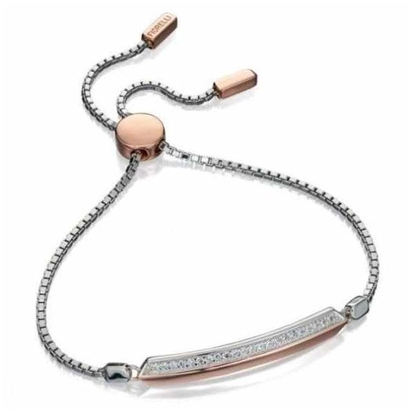 Silver & Rose Gold Plated CZ Adjustable Bracelet