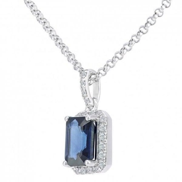 Diamond 0.05ct, Sapphire Pendant