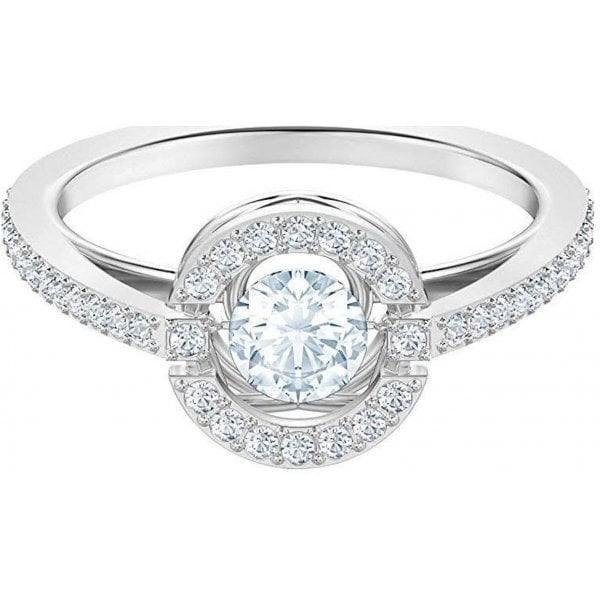 Sparkling Dance Round Ring, White, Rhodium S60