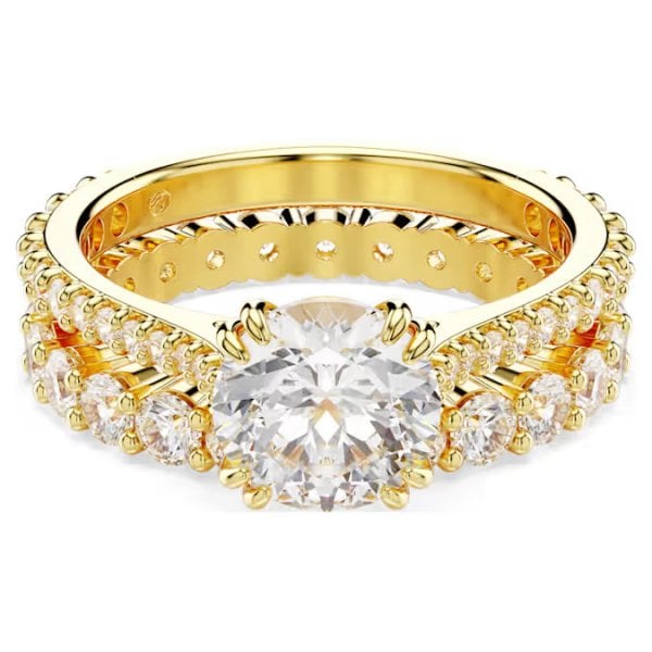 Stilla ring, Set (2), Round cut, White, Gold-tone, S60