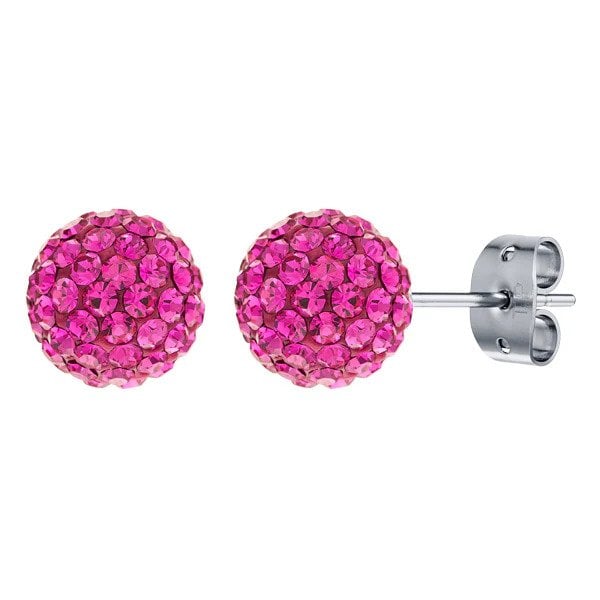 CERISE PINK CRYSTAL EARRINGS 8mm