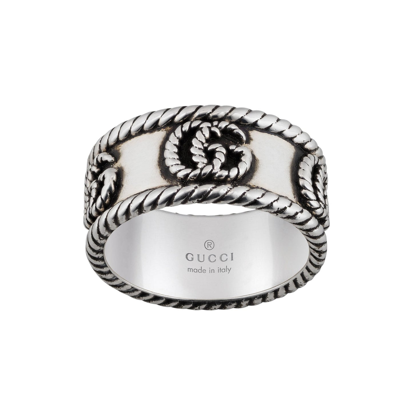 Silver GG Marmont Aged 9mm Ring