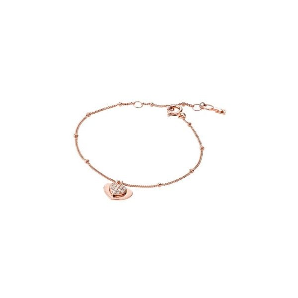 Pavé Heart 14k Rose Gold-plated Sterling Silver Bracelet