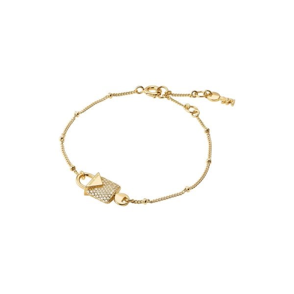 Gold & Clear CZ Padlock Bracelet