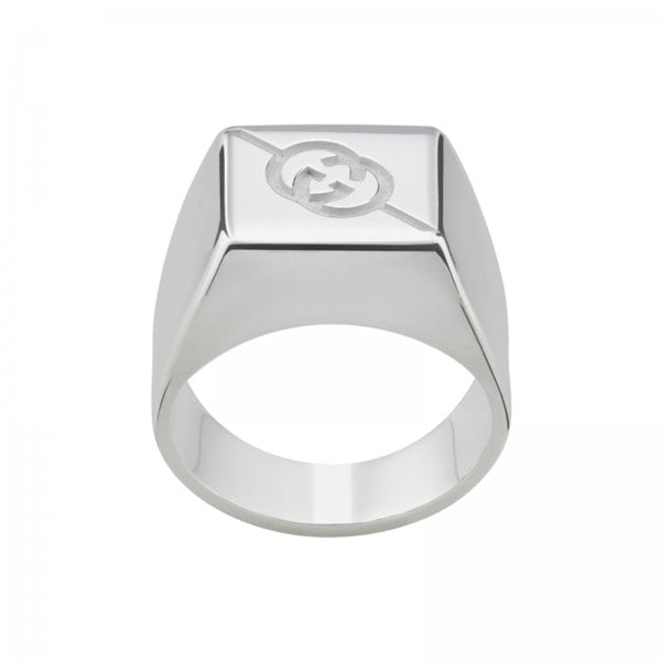 Tag Sterling Silver with Interlocking Logo Signet 19mm Ring