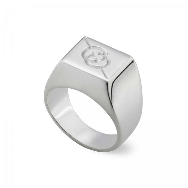 Tag Sterling Silver with Interlocking Logo Signet 19mm Ring
