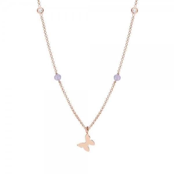 Ladies Bella Gold and Jade Butterfly Necklace