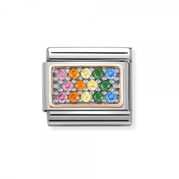 Rose Gold Rainbow CZ Pave Composable Charm