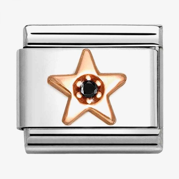 Classic Rose Gold Black CZ Star Charm