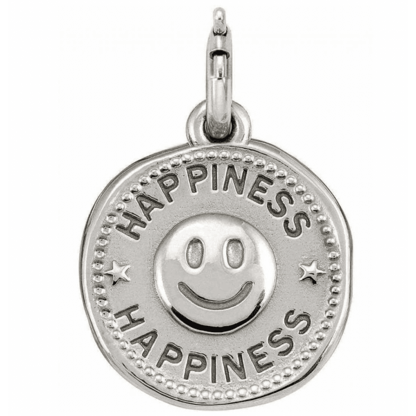Silver Happiness dangle coin charm