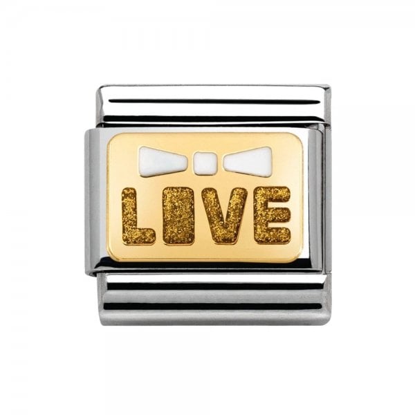 Gold Glitter Love Bow Charm