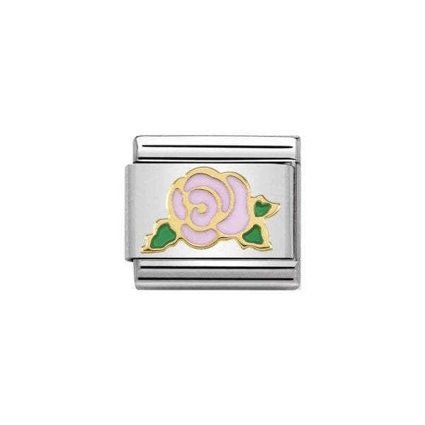 Classic Gold Symbols Pink Rose Charm