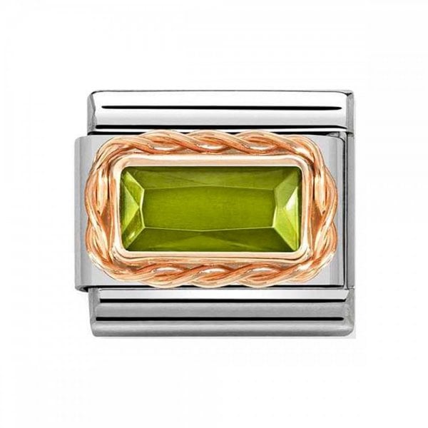 Classic Rose Gold Peridot Green Charm