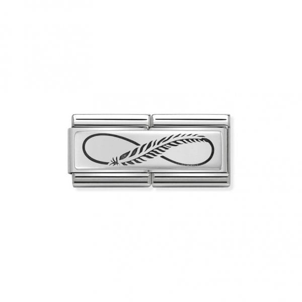 Composable Double Sterling Silver Infinity Feather Charm