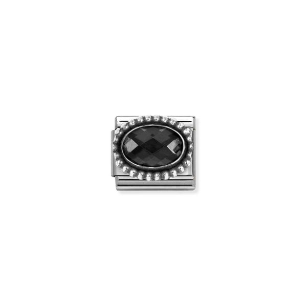 Classic Link, Black CZ, Vintage Effect