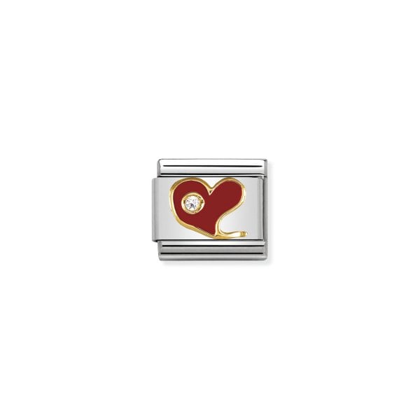 Red heart with Cubic Zirconia