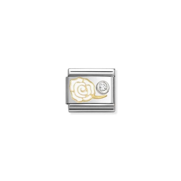 Classic Link, White Rose & CZ set in silver