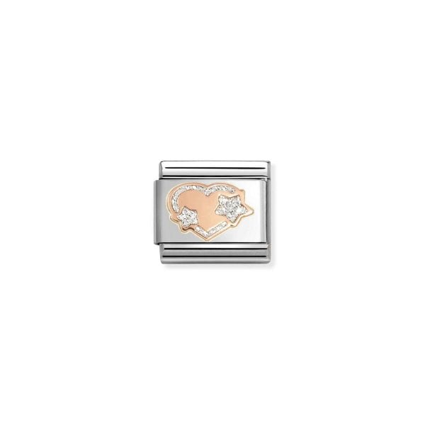 Classic Rose Gold Glitter Star Heart Charm