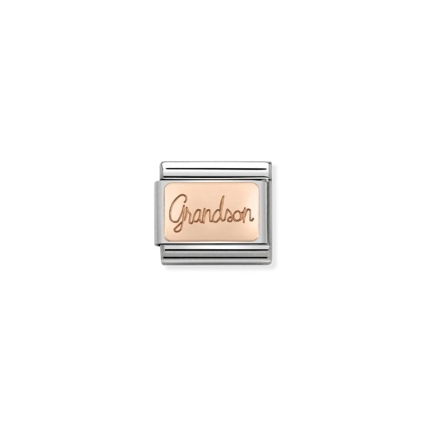 Classic Rose Gold Engraved Grandson Plate Charm