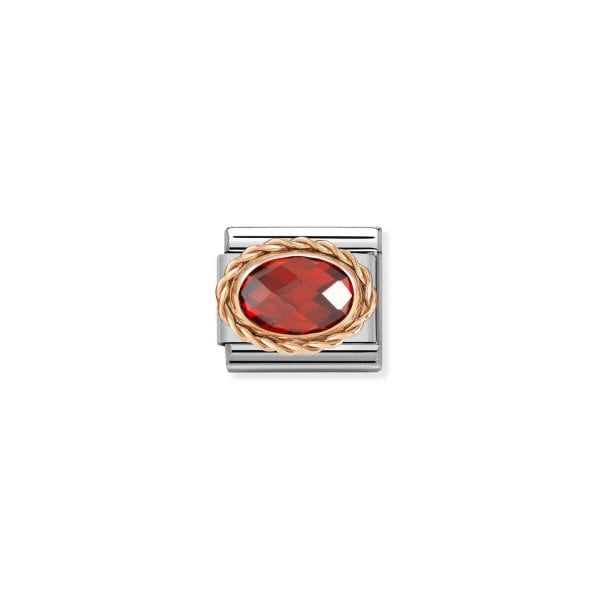 Oval Faceted Rose Gold Red