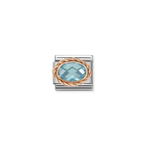 Oval Faceted Rose Gold Light Blue