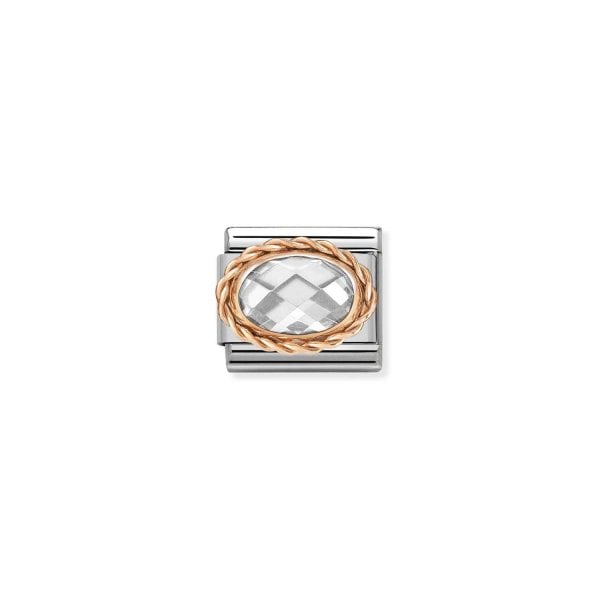 Oval Faceted Rose Gold White