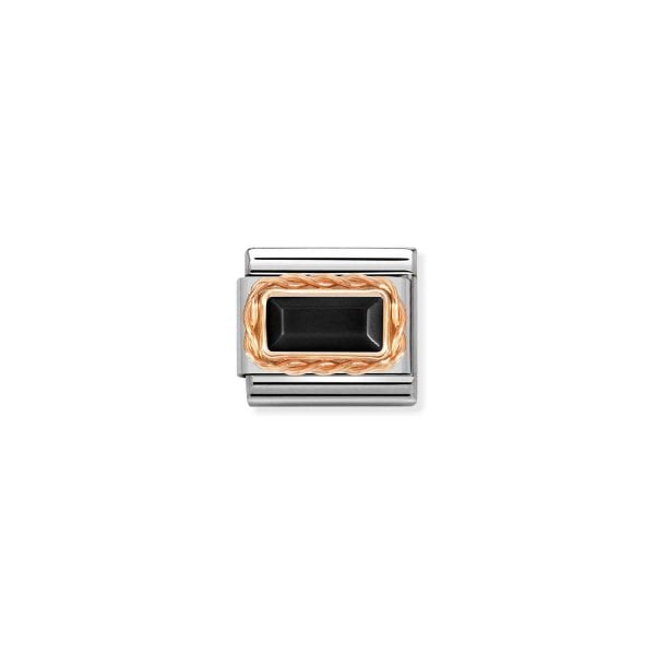 Classic 9KT Rose Gold Baguette Black Agate Charm