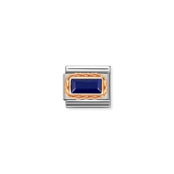 Classic Baguette Stone With Rich Setting 9K Rose Gold Charm